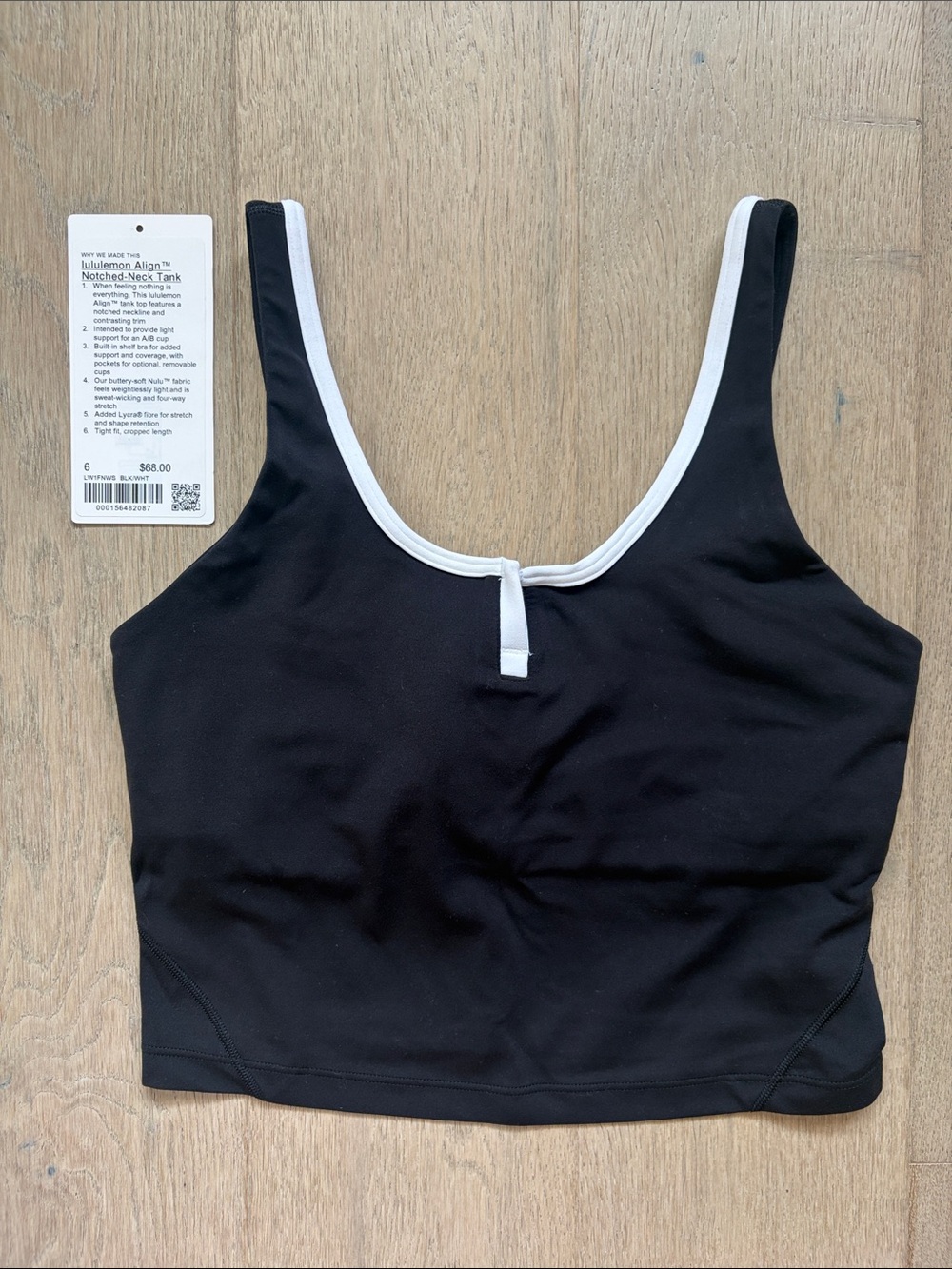 EUC align notched neck tank black/white size 6 lululemon